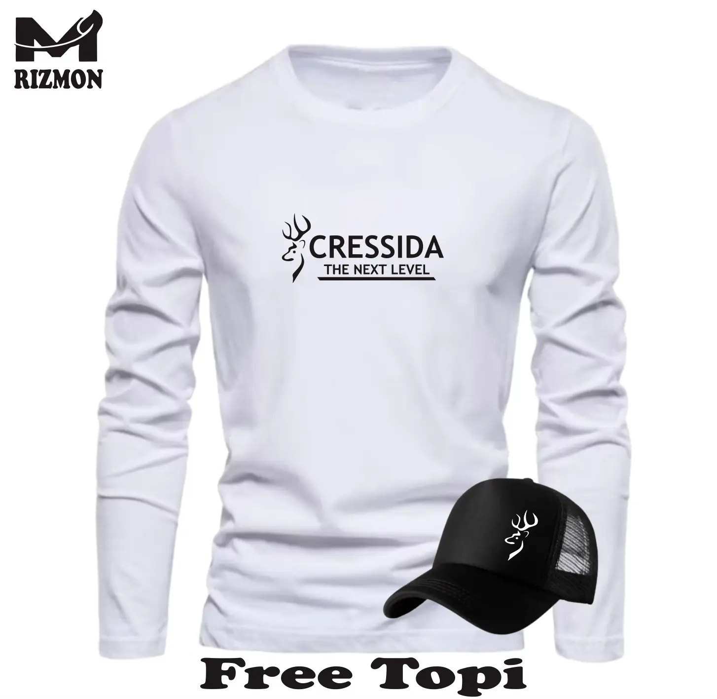BELI BAJU GRATIS TOPI...!!! Kaos Distro Lengan panjang - Tshirt Distro Logo Cressida Text Hitam - Kaos Pria Dan Wanita Premium Quality