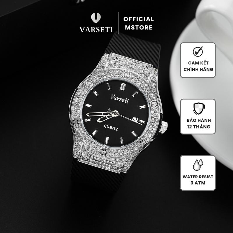 [ MS STORE QC ] Đồng Hồ Nam Varseti Phiên Bản Đính Đá Cao Cấp Thời Trang, Sang Trọng , chống nước tốt , size 40mm dễ phối đồ cân mọi outfit -M102
