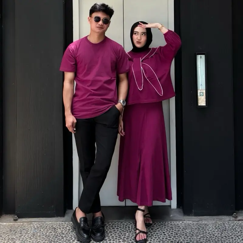 Heeza Pita Couple - Baju Pasangan Trend Simple Setelan Muslim  Atasan Katun Polos Sarimbit