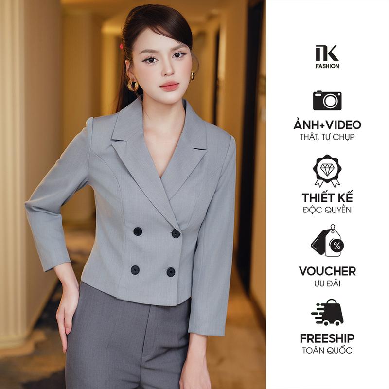 Áo Vest Tay Lỡ 4 Cúc 2 Lớp NK Fashion Công Sở Nữ Thanh Lịch Sang Trọng Hiện Đại Vải Mịn NKAK2507001