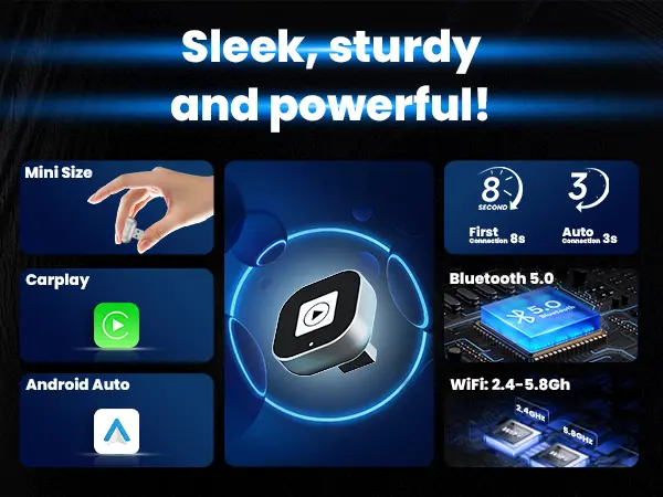 Spedal 2025 latest wireless CarPlay adapter for iPhone/Android - fast connection, wired CarPlay connection conversion, no latency, voice-activated 4