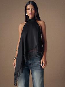 Top de mujer de manga larga con encaje patchwork, diseño elegante, perfecto para ocasiones especiales, material de alta calidad y ajuste cómodo