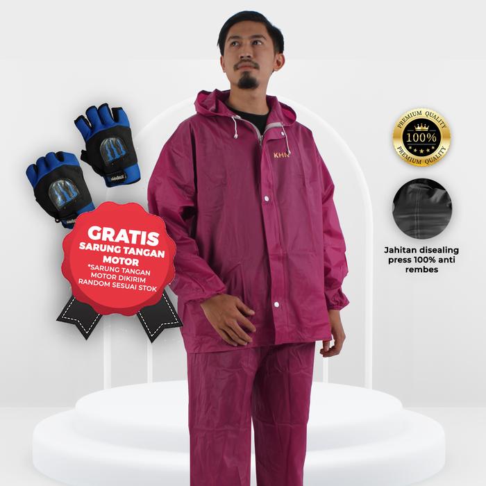 Gambar Jas Hujan Dewasa Pink Baju Celana Full Sealing Press Anti Rembes Pria Wanita dari KHN Store Kab. Sumedang Tokopedia