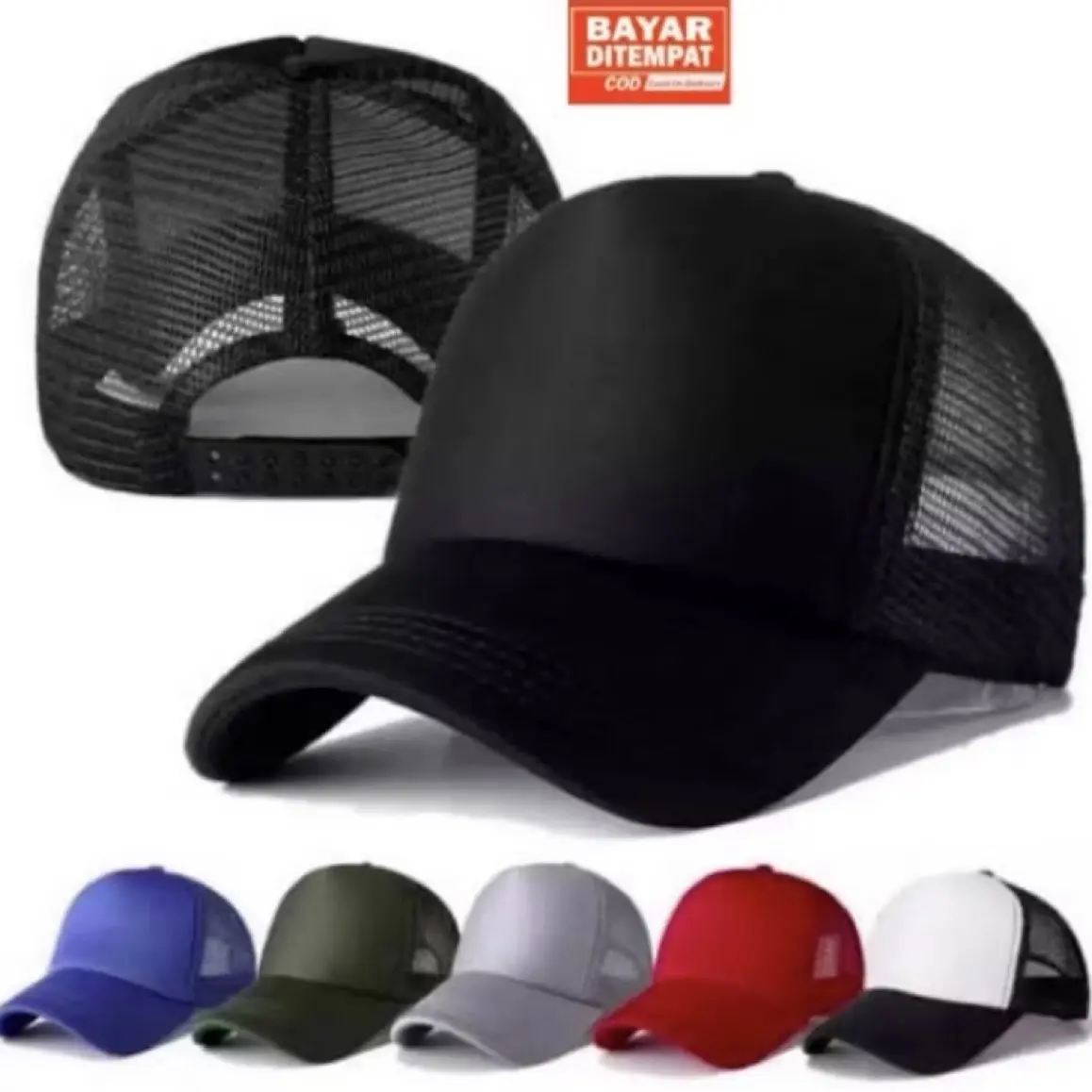￼Termurah Topi Pria Wanita Jaring Polos Trucker Hat Dewasa Outdoor Premium