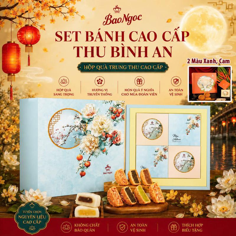HỘP 4 BÁNH TRUNG THU NƯỚNG BẢO NGỌC CAO CẤP "THU BÌNH AN"