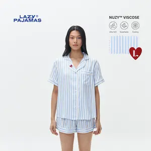 Lazy Pajamas® Classic PLAY Pajamas Set - Blue Stripes | Piyama | Baju Tidur