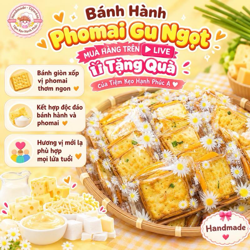 Bánh Hành Phô Mai - Bánh Ăn Vặt Giòn Xốp, Thơm Béo Vị Phô Mai Ngọt Dịu, Snack…