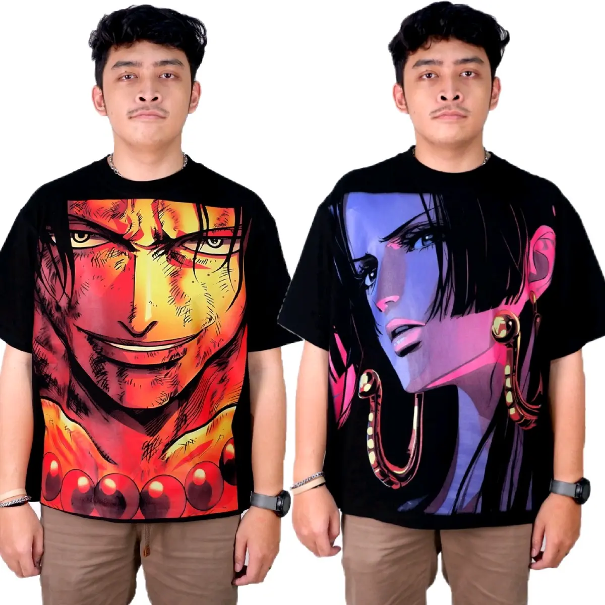 KAOS ONE PIECE ACE BOA HANCOCK OVERSIZE ANIME MANGA KARTUN cotton combed luffy Cowok