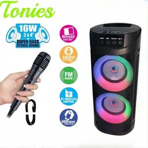 Speaker Bluetooth Portable Tonies899 4 inch X2 speaker atas bawah Free Micropone