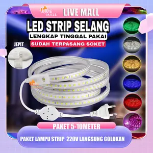 Paket Lampu HLS-5050 SMD [SIAP PAKAI] /Lampu LED Strip Leadless SMD PVC IP65 Waterproof/ Lampu Hias Anti Air/Sudah Termasuk Soket