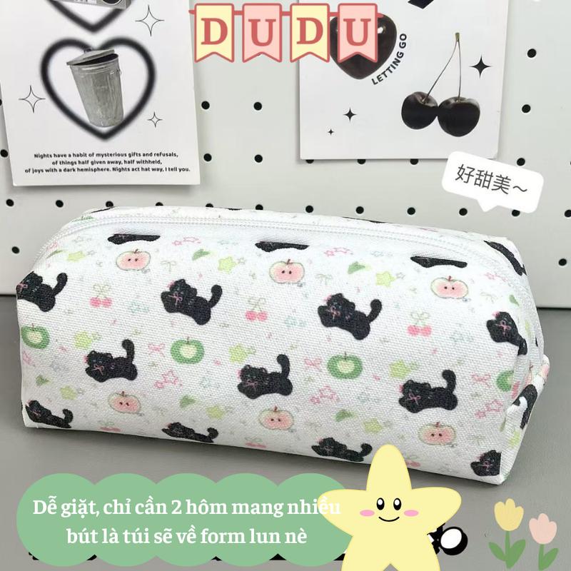 Túi Đựng Bút Hộp Đựng Bút Hộp Bút Bóp Viết INS DUDU Vải Canvas BLACK CAT Dung Tích Lớn Dễ Thương