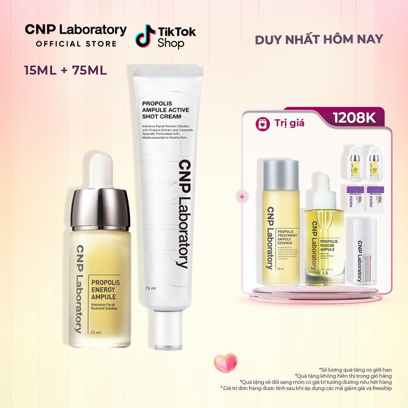 [CNP Laboratory Official] Combo keo ong: Tinh chất và Kem dưỡng phục hồi da chiết xuất keo ong CNP Laboratory Propolis Combo 15/75ml