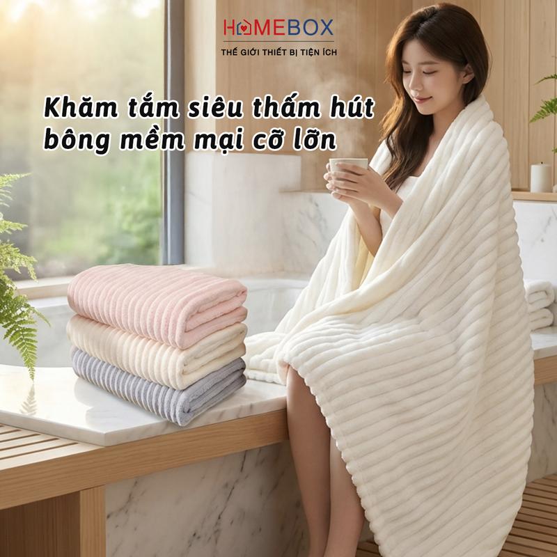 Khăn Tắm Siêu Thấm Hút Nước Khăn Tắm Cỡ Lớn Bông Mềm Mại Bền Đẹp Kháng Khuẩn An Toàn Cho Da