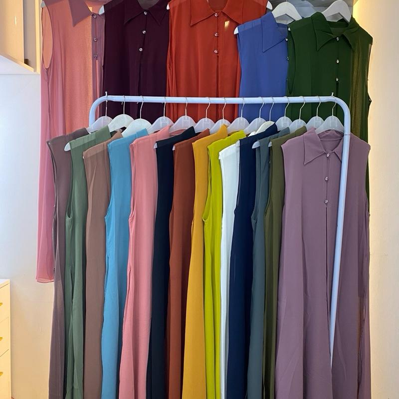 Long outer ceruti/cardigan babydoll/outer hijaber/outer kekinian Ceruty Wanita Remaja Kardigan 9