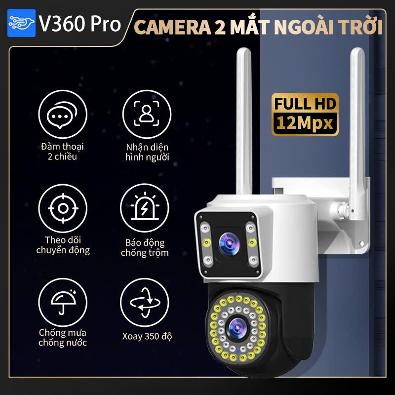 V360 Pro Camera Wifi Ngoài Trời 2 Mắt Kép Độ Phân Giải 12MPX Xoay 360° Đảm Bảo Chống Nước & Chống Trộm Bảo Hành 1 Năm--1