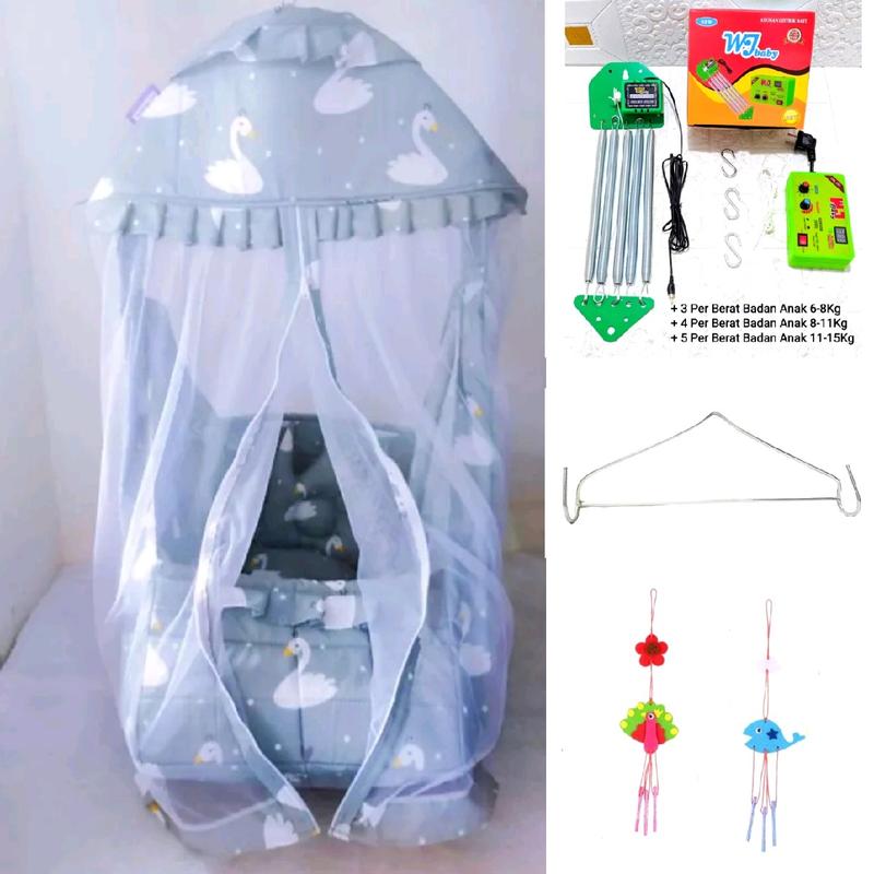 Paket Lengkap Ayunan Bayi + Mesin Ayunan Listrik dan Per 5 + Hanger Segitiga + Gantungan Mainan 7