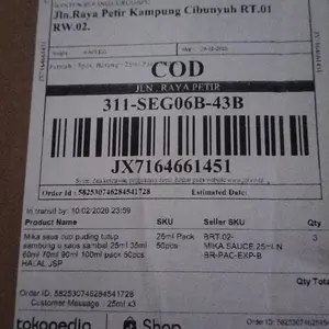 Mika saus cup puding tutup sambung u saos sambal 25ml 35ml 60ml 70ml 90ml 100ml pack 50pcs HALAL JSP