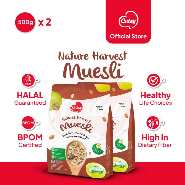 Gambar OATSY Muesli Natures Harvest 500gr - (Double Pack) dari Oatsy Oatmeal & Muesli Kota Administrasi Jakarta Barat Tokopedia