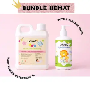 LoveO BUNDLE HEMAT BABY LIQUID DETERGENT 1L & BOTTLE CLEANER 500ML, deterjen bayi dan pencuci botol susu