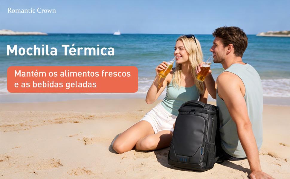 Romantic Crown Mochila Térmica 23L Impermeável - Bolsa Isolada para Bebidas Geladas, Alimentos Frescos, Praia, Camping e Piquenique com Abridor de Garrafas