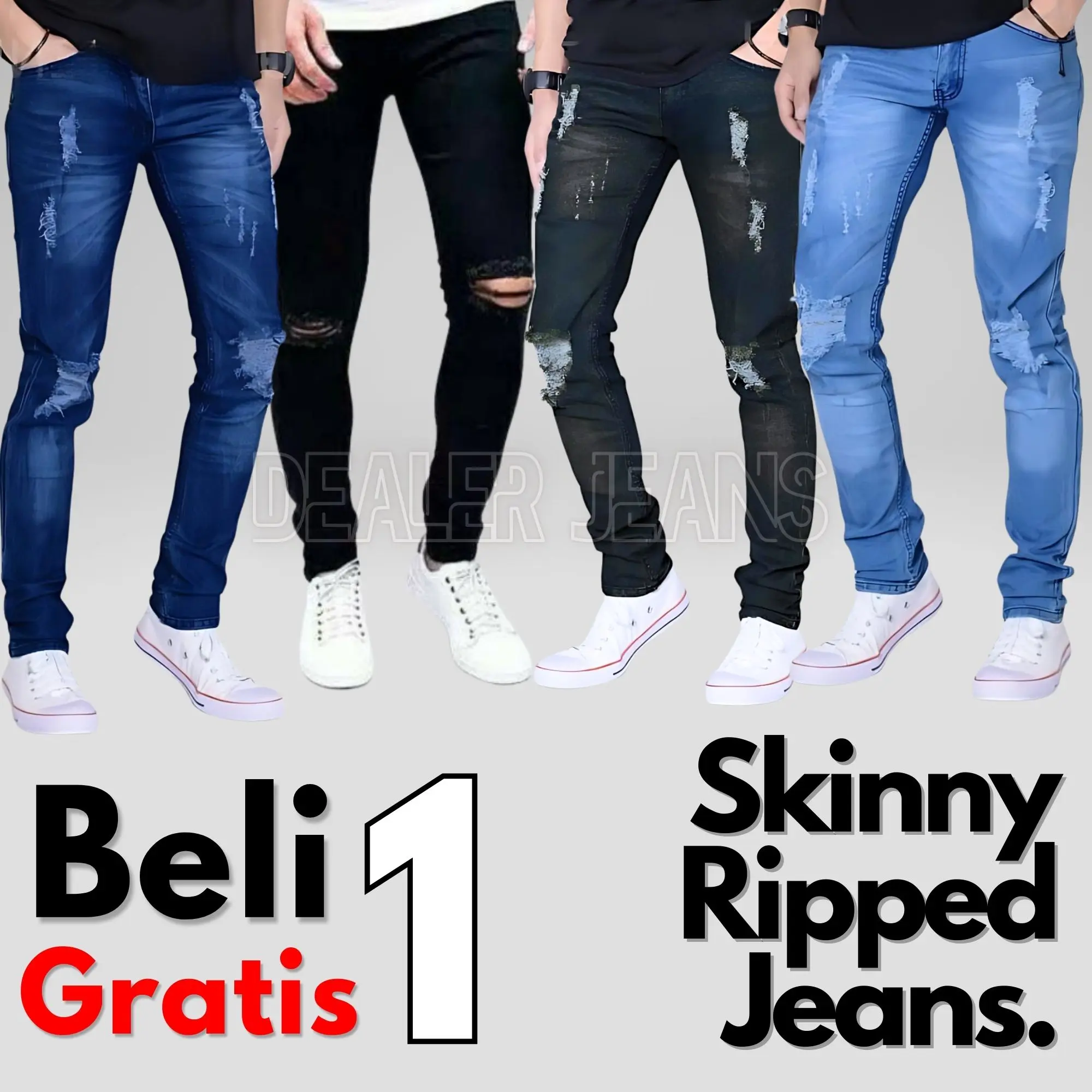 BELI 1 GRATIS 1 Celana Jeans Panjang Sobek Skinny Fit Stretch Melar Pria Model Terbaru // Paket Hemat Celana Panjang Jeans Pensil Pria Harga Terjangkau