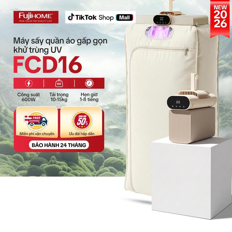 Máy sấy quần áo, khử trùng UV gấp gọn Fujihome FCD16