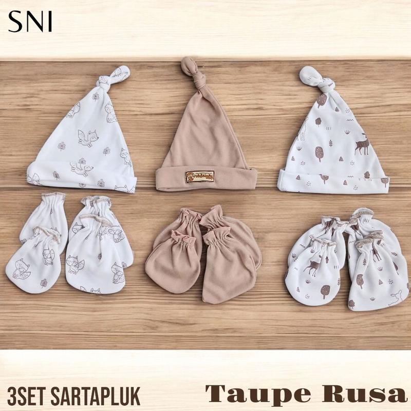 Product Introduction of 9in1 / 3 Set Topi Dan Sarung tangankaki Bayi Baru Lahir (SNI) Usia 0-3 Bulan Unisex Fashion 7