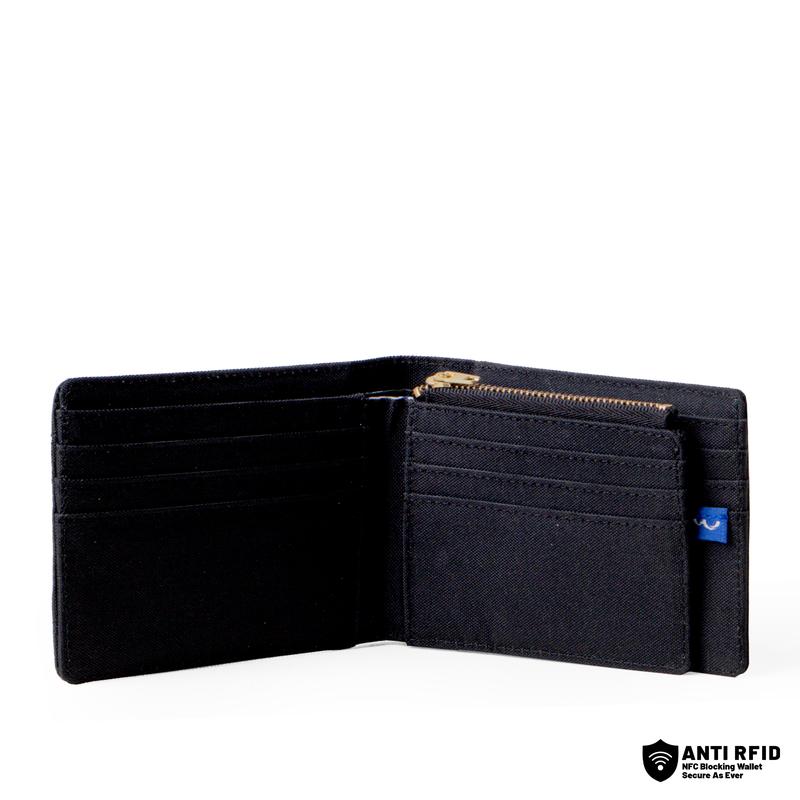 Wallts Ben Black Charcoal - Dompet Lipat kanvas  uang Dan kartu Pria Wanita Hitam dompet  koin 3