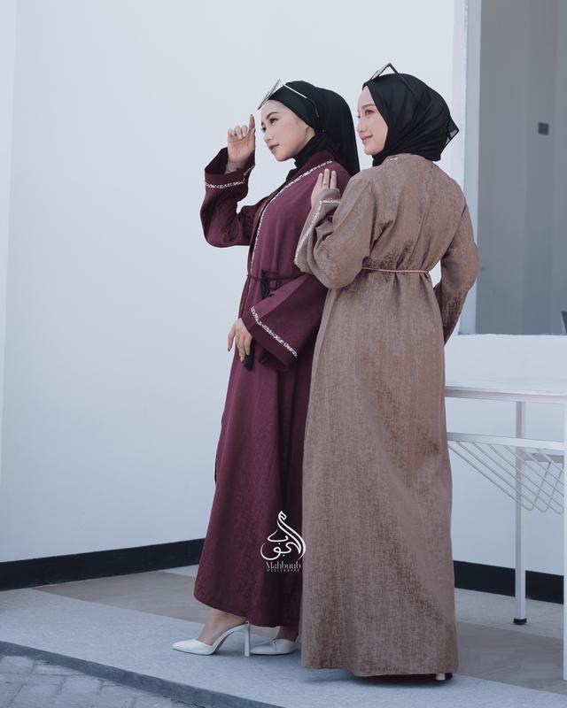 Syamila Abaya Outer Turkey Bahan Jaguard Premium Kombinasi Renda Dress Arab Saudi Mahbuub Collection 977 2
