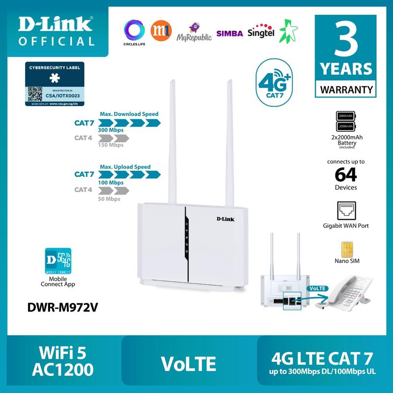 D Link Sim Router Small D-Link DWR-M972V 4G LTE Cat 7 Mobile Wireless WiFi Hotspot Router with ...