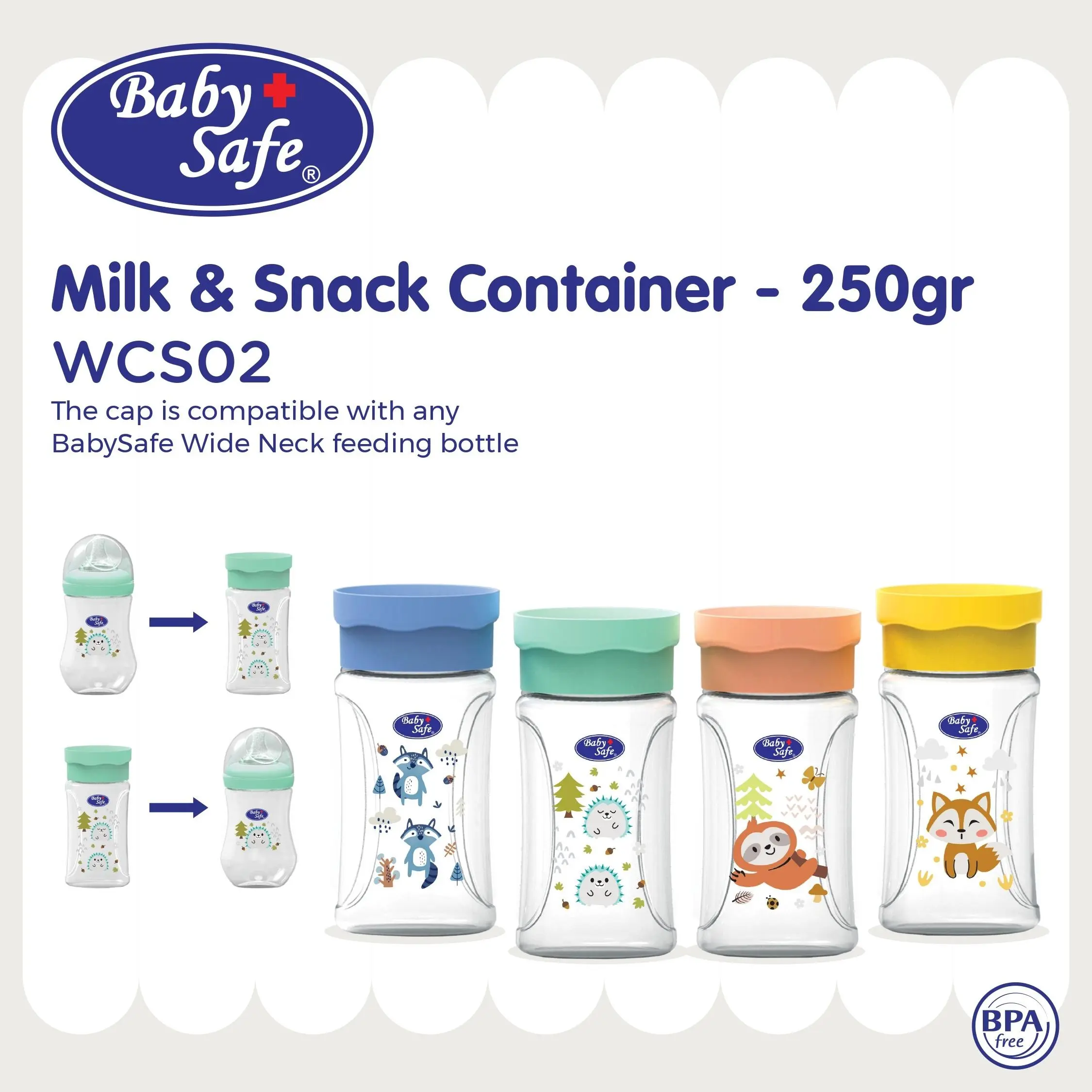 BabySafe - WCS02 - Wadah Penyimpanan Makanan 250 ml | Wadah Penyimpanan Snack 250 ml