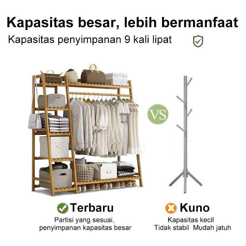 E-TIFE Rak Gantungan Baju / Rak Baju / Rak Pakaian / Gantungan Baju Berdiri / Rak Baju Celana / Rak Susun 6