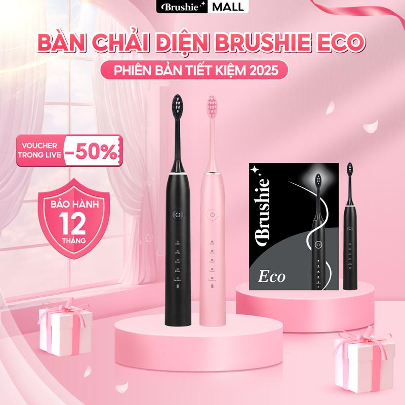 [DEAL SIÊU HỜI] Bàn chải điện Brushie Eco tích hợp 5 chế độ đánh răng llàm sạch hiệu quả -  TẶNG 1 MÓC CHÌA KHÓA + 2 TẤM STICKER