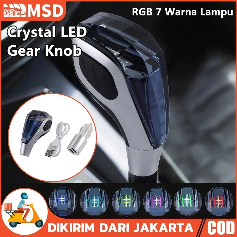 Shift Knob Kristal LED  3 Sisi Touch SensorTuas Persneling Mobil Universal PremiumVariasi Interior Anti Gores Mudah Pasang MaticManual