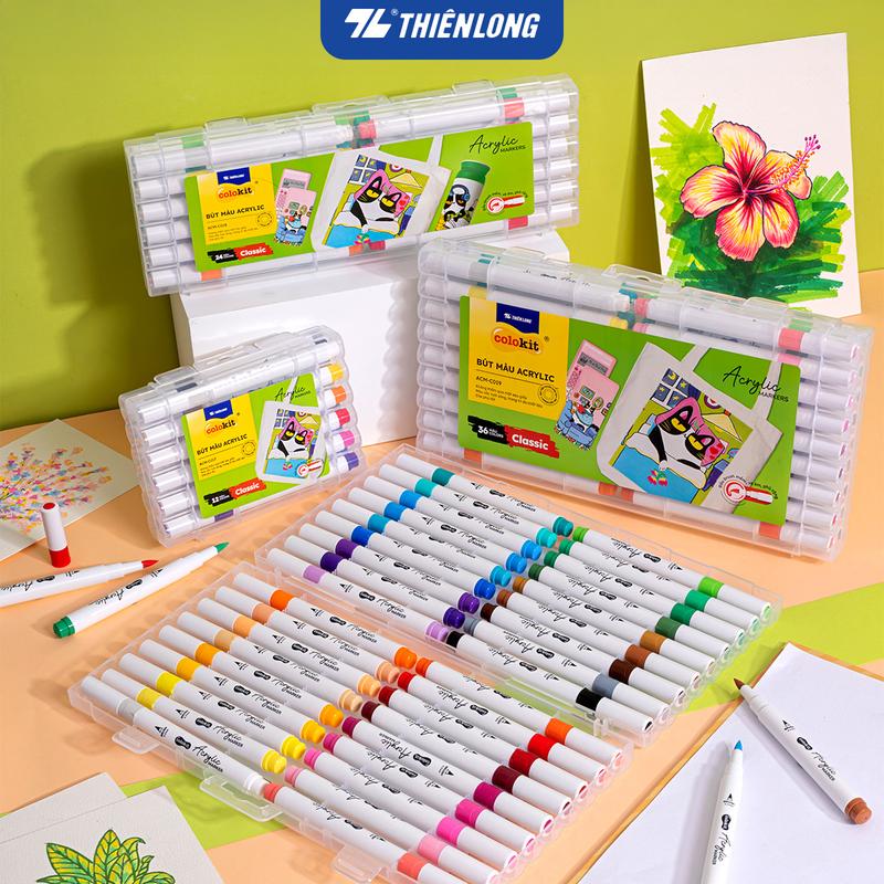 Acrylic Markers Bút sơn Bút lông 12 24 36 màu ThiênLong Colokit - Màu sắc tươi sáng Không thấm qua mặt giấy