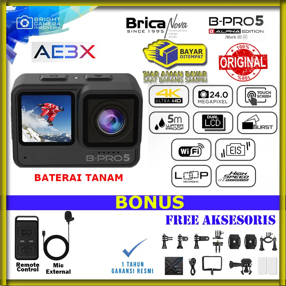 Actioncam Brica BPro 5 AE 4K Mark IIIX - AE3X - Support 4K - BLACK