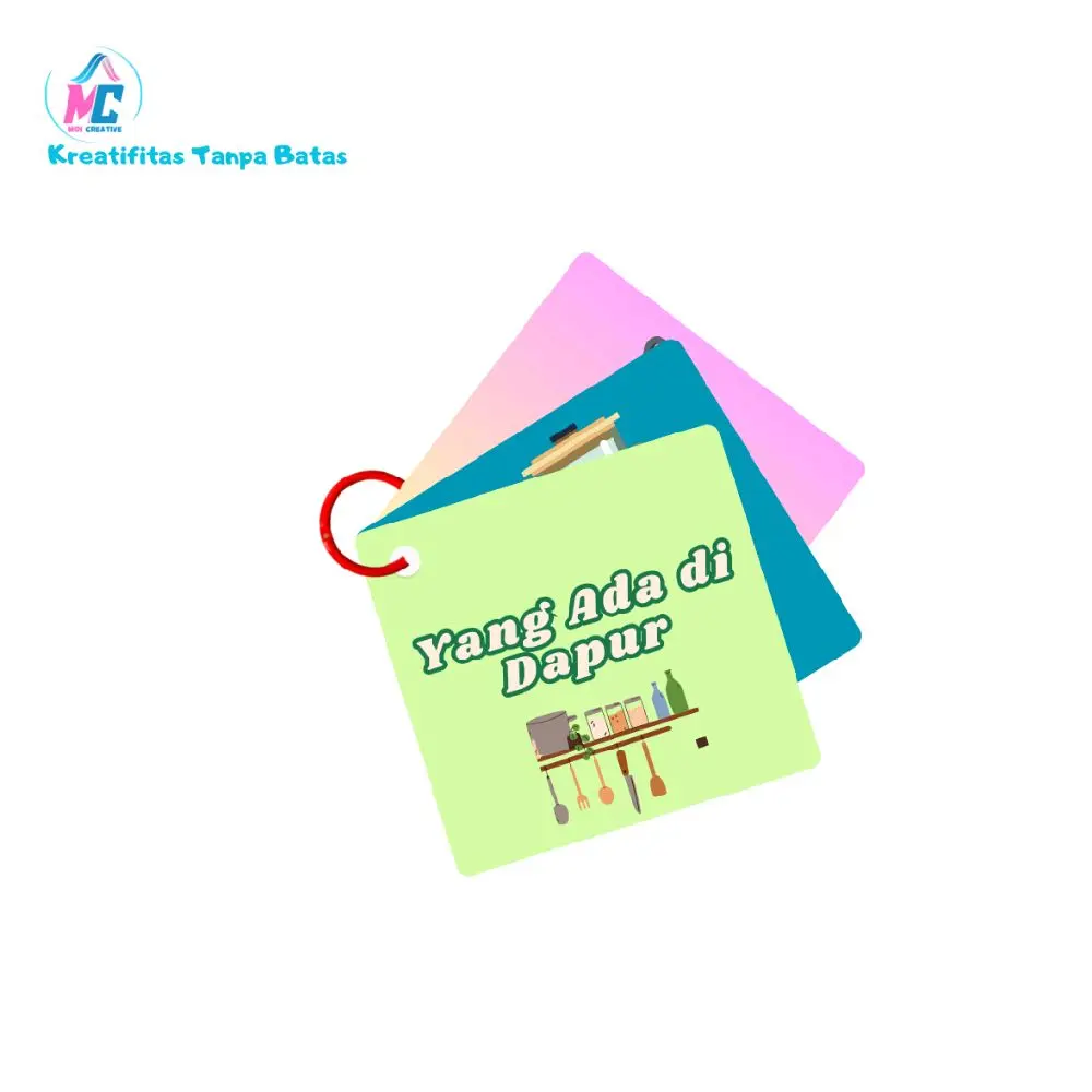 MOI.Creative: Flashcard Things in the Kitchen / Yang Ada di Dapur | 12 Kartu Edukasi Anak | 7x7,5cm | Free Ring