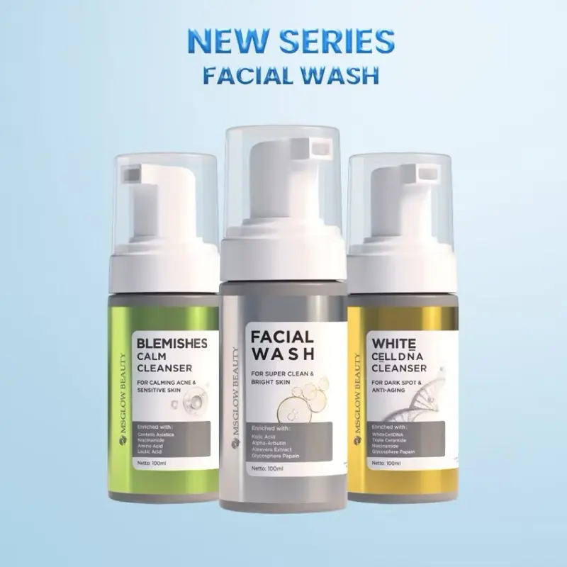 Sabun Wajah MS Glow Brightening dengan Kojic Acid, Alpha Arbutin, Aloe Vera Extract, dan Glycosphere Papain - Lactic, Muka, Dark, Kotoran, Glycolic, Mencerahkan, Membersihkan, Cleansing, Berjerawat
