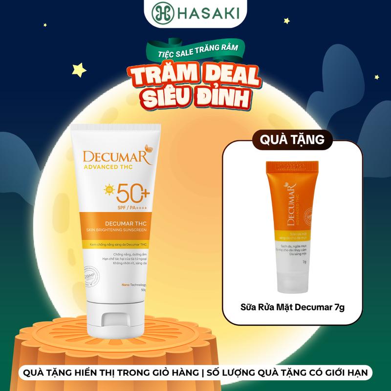 [MUA 1 TẶNG 1] Kem Chống Nắng Decumar THC Kiềm Dầu Nâng Tông Cho Da Mụn 50g | HASAKI BEAUTY