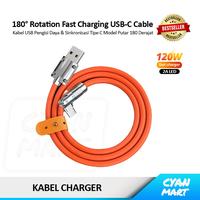 Gambar Kabel Data Charger USB Tipe-C Model Putar 180° USB Type-C Fast Charging Cable - 1M - Orange dari CyanMart Kota Administrasi Jakarta Barat 1 Tokopedia
