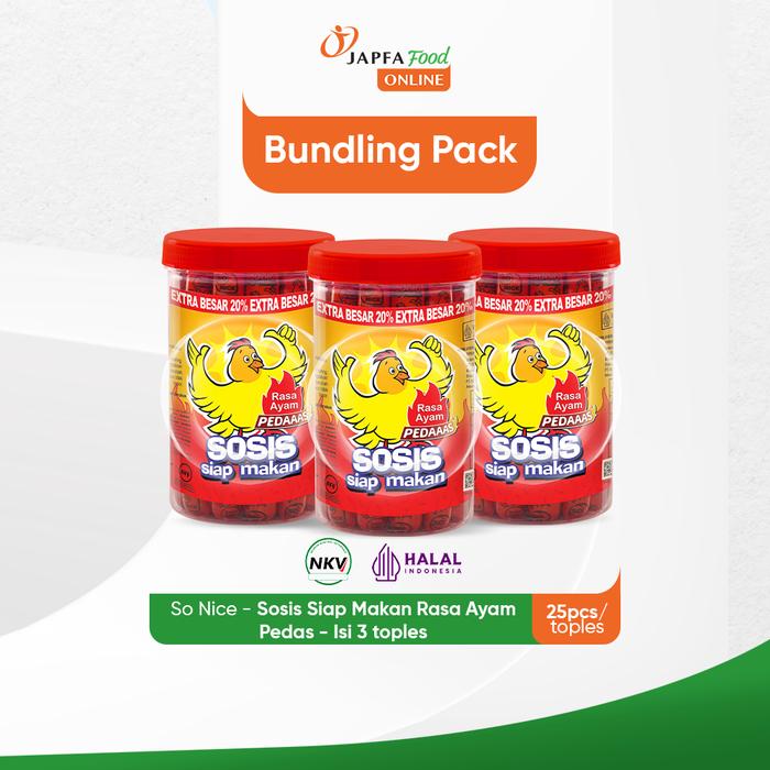 Gambar So Nice Sosis Siap Makan Rasa Ayam Pedas Toples 25pcs x 20gr - Isi 3 toples dari Japfa Food Online Kota Administrasi Jakarta Timur Tokopedia