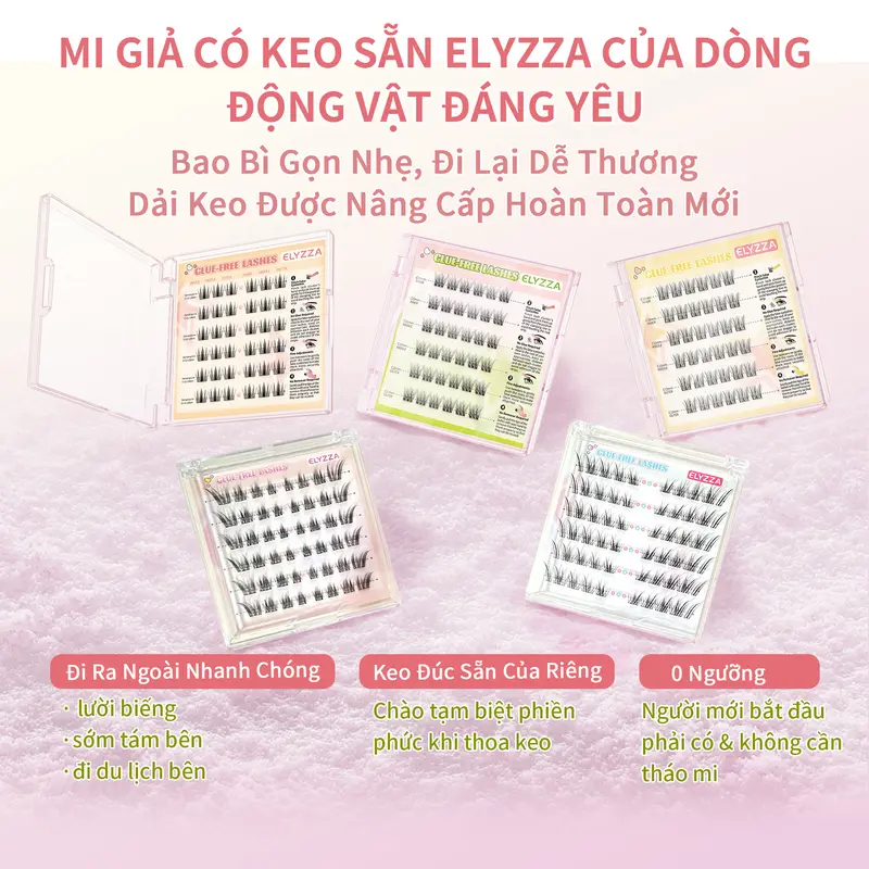 [Ship Từ Hà Nội] Mi Giả Có Keo Sẵn ELYZZA Lông Mi Tự Dính Không Cần Keo Sợi Mi Tự Nhiên, Dễ Gắn & Sử Dụng Nhiều Lần Mi Cụm Phù Hợp Nối Mi & Trang Điểm Hàng Ngày 8
