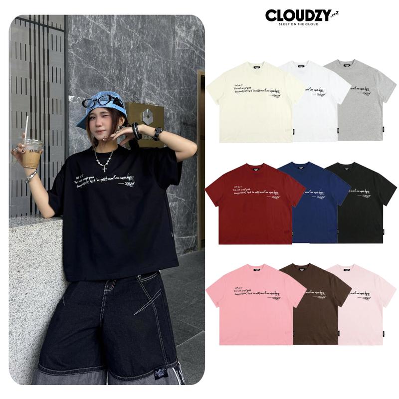 Áo thun boxy streetwear in chữ 100% cotton 250gsm áo phông form rộng nam nữ unisex local brand CLOUDZY JUST nâu