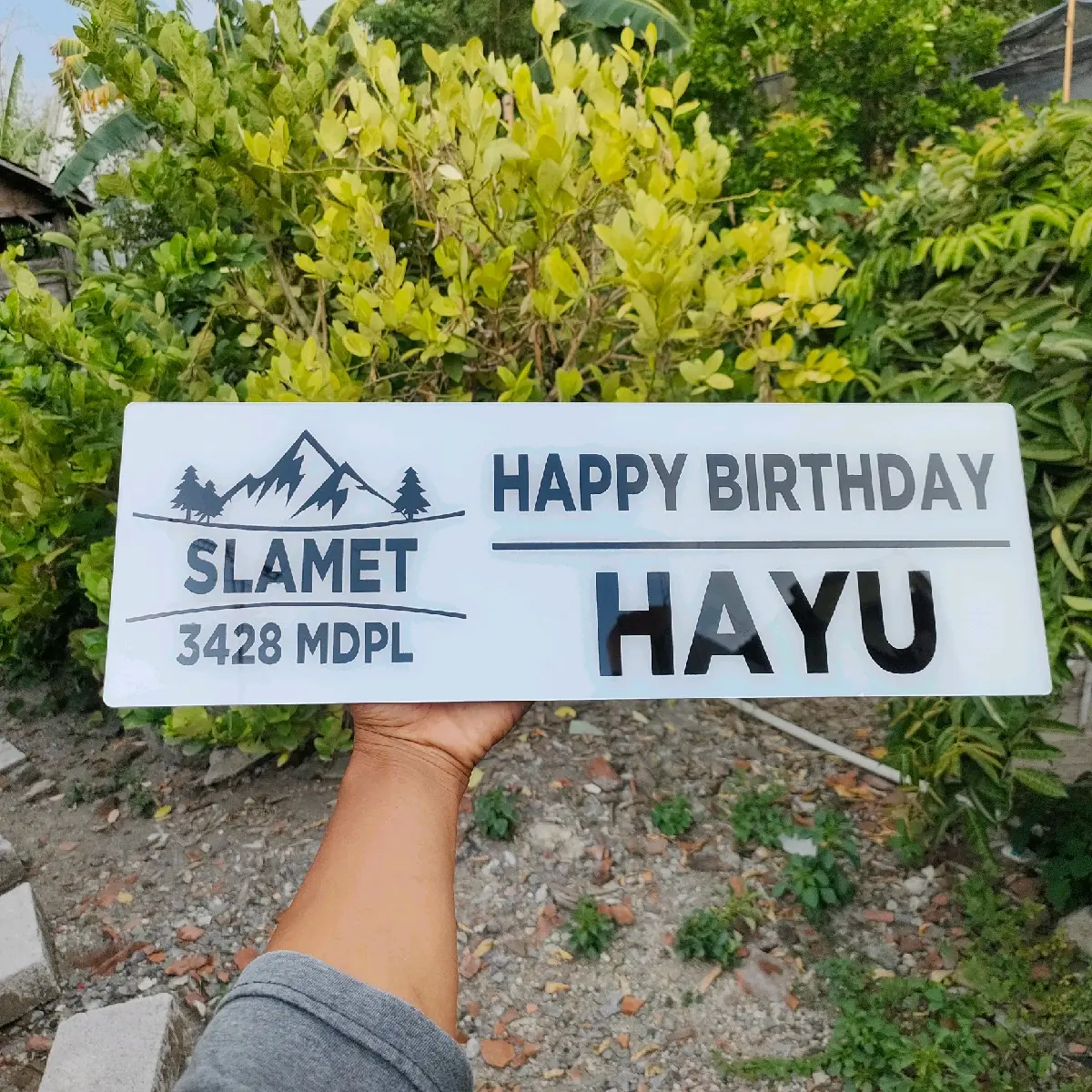 Plakat gunung, papan nama gunung custom bahan akrilik