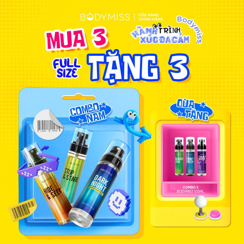   DEAL LIVE - COMBO NAM  Body mist Lưu Hương Lâu Chính Hãng Cho Nam Nữ Unisex Bodymist Thơm Lâu Body Cho Học Sinh Sinh Viên Chai Lớn & Nhỏ - BODYMISS Perfume Cosmetic Nước Hoa Xịt Thơm  s  