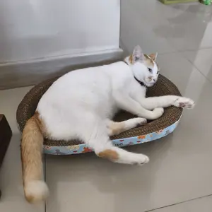 Rumah Anabul Papan Garukan Kucing Mainan Bentuk Oval - 2in1 Pet Scratcher Serbaguna - Cat Scratch Board Tebal - Cakaran Kucing - Papan Garuk Mainan Cakaran Kucing - Cat Scratcher Cakaran Tempat Tidur Kucing - Cat Toys