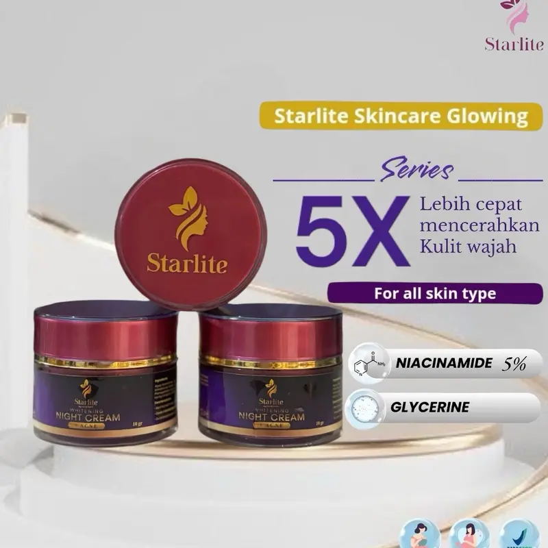 3 Night Cream Ungu Niaciamide Starlite  By Umi Alfatih BPOM RI 0