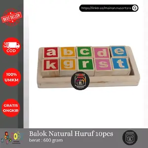 Balok Alphabet Natural Mainan edukasi pembelajaran bahasa