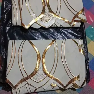 JieLiDa Taplak Meja Tamu Model Flower Cantik Premium Gold & Silver Ukuran 40x84 cm Motif Bunga