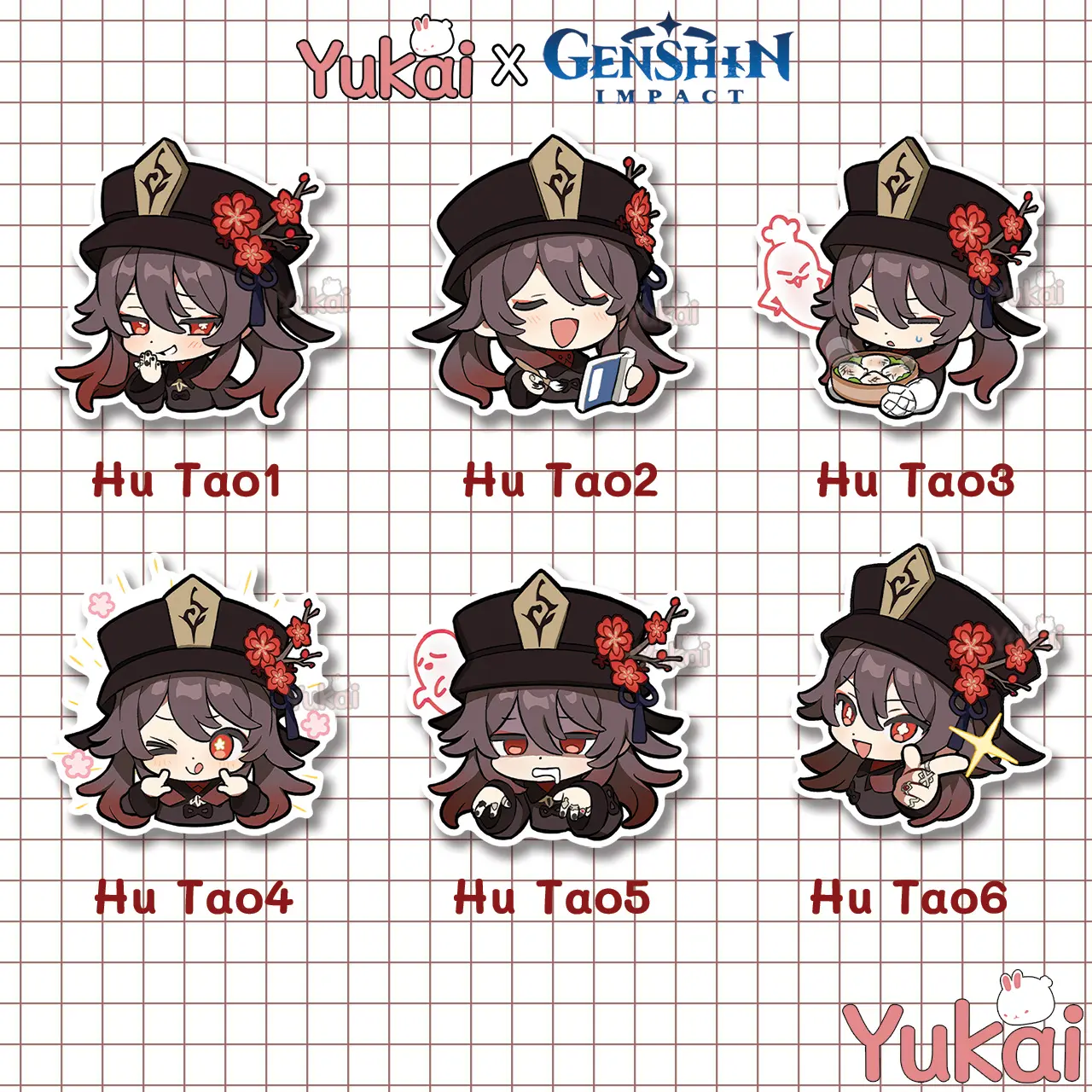 Stiker Pack Hu Tao Genshin Impact Premium, Sticker Anime Waterproof